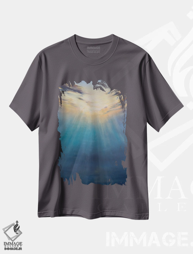 تیشرت طوسی طرح دار غروب زیر آب اثر آلسیا یرمیوا