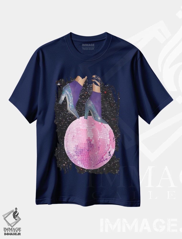 تیشرت سرمه ای طرح دار رقصیدن زیر نور ماه اثر کروموآی