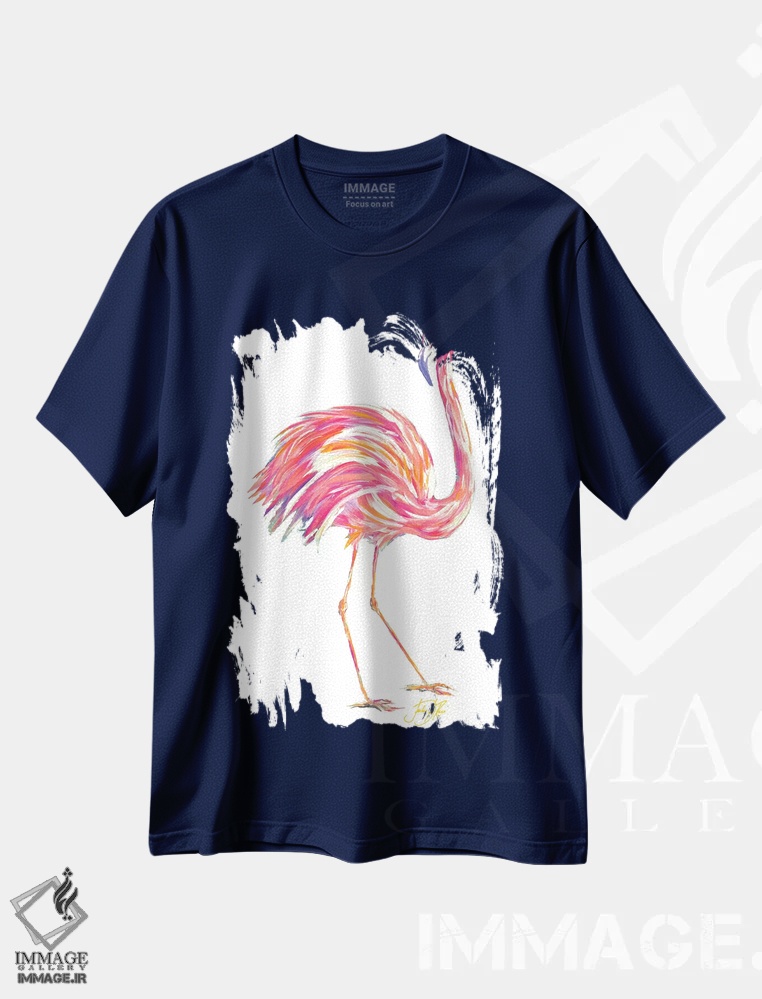 تیشرت سرمه ای طرح دار فلامینگوی پرانرژی II اثر جولی دریسه