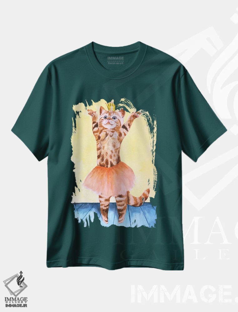 تیشرت سبز طرح دار گربه بالرین اثر کوکو د پاریس