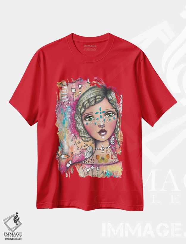 تیشرت قرمز طرح فانتزی ,دختر ستاره ای اثر تامارا لاپورت
