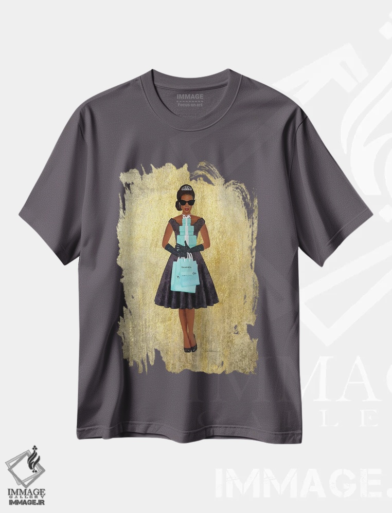 تیشرت طوسی طرح دار Gold, Teal And Black, African-American,خرید فانتزی، طلایی، فیروزه ای و مشکی، آفریقایی-آمریکایی اثر آماندا گرینوود