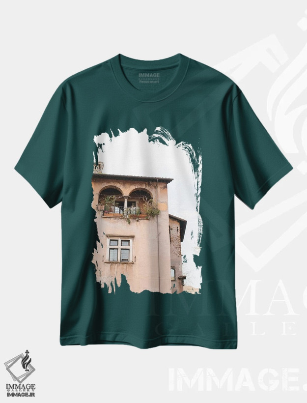 تیشرت سبز طرح دار Rome, Italy,باغ پشت بام، رم، ایتالیا اثر لاولی لیتل هوم کو