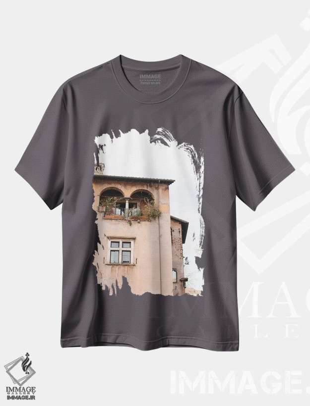 تیشرت طوسی طرح دار Rome, Italy,باغ پشت بام، رم، ایتالیا اثر لاولی لیتل هوم کو