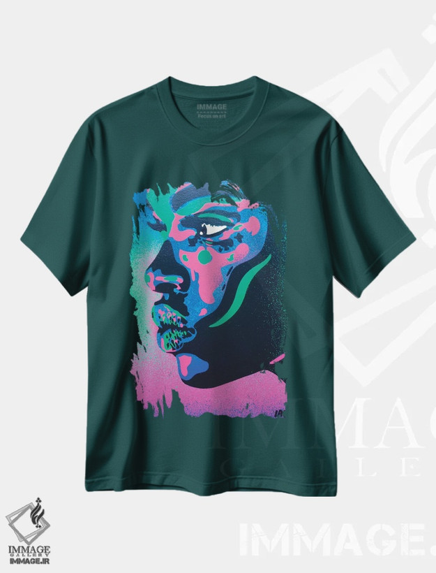 تیشرت سبز طرح دار خال های مجموعه بوسه ۲ اثر گرافیتی انتزاعی