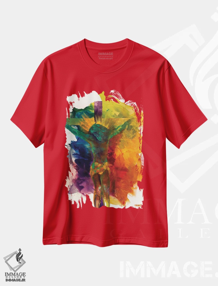 تیشرت قرمز طرح دار عیسی اثر اوسنات تزدک