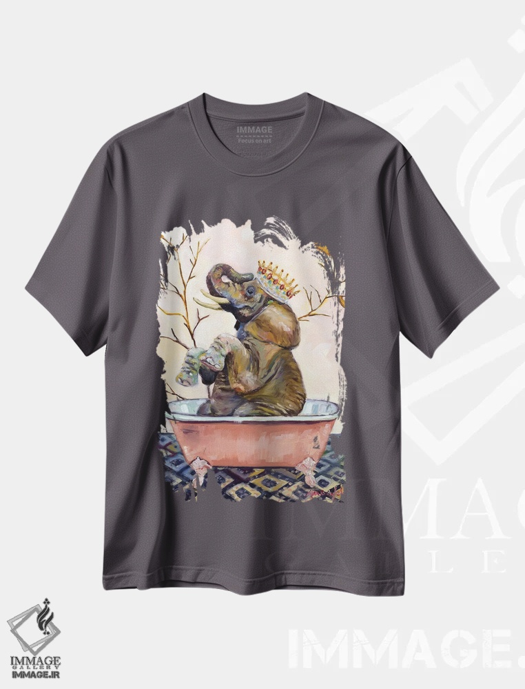 تیشرت طوسی طرح دار آب بازی اِلی اثر کارن وبر