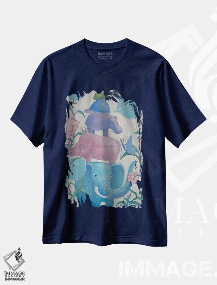 تیشرت سرمه ای طرح دار حفظ تعادل اثر داریا بوریسووا