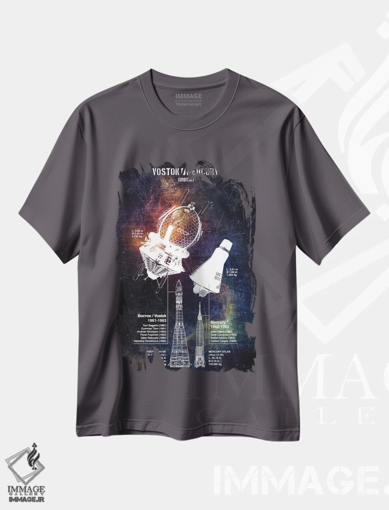 تیشرت طوسی طرح دار مرکوری مرکوری اثر جوزف فرناندو