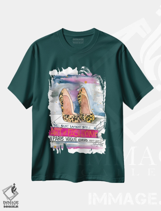 تیشرت سبز طرح دار پاشنه پلنگی اثر کلسی مک نت