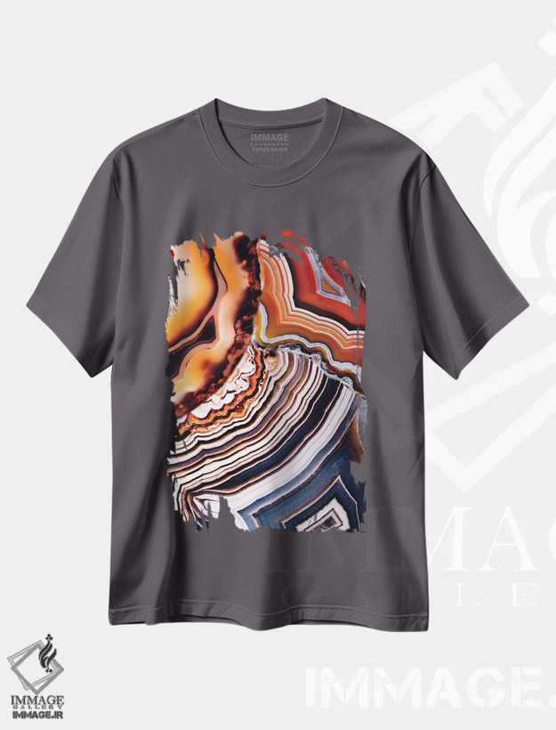تیشرت طوسی طرح دار دل انگیزی زمین در تونالیته های خاکی اثر النا کولیـکووا