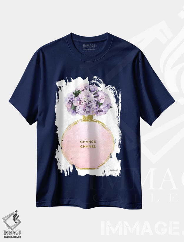 تیشرت سرمه ای طرح دار Pink, Purple, & Pink Hydrangea,عطر جامد گرد در طلایی، صورتی، بنفش و گل ادریسی صورتی اثر آماندا گرینوود