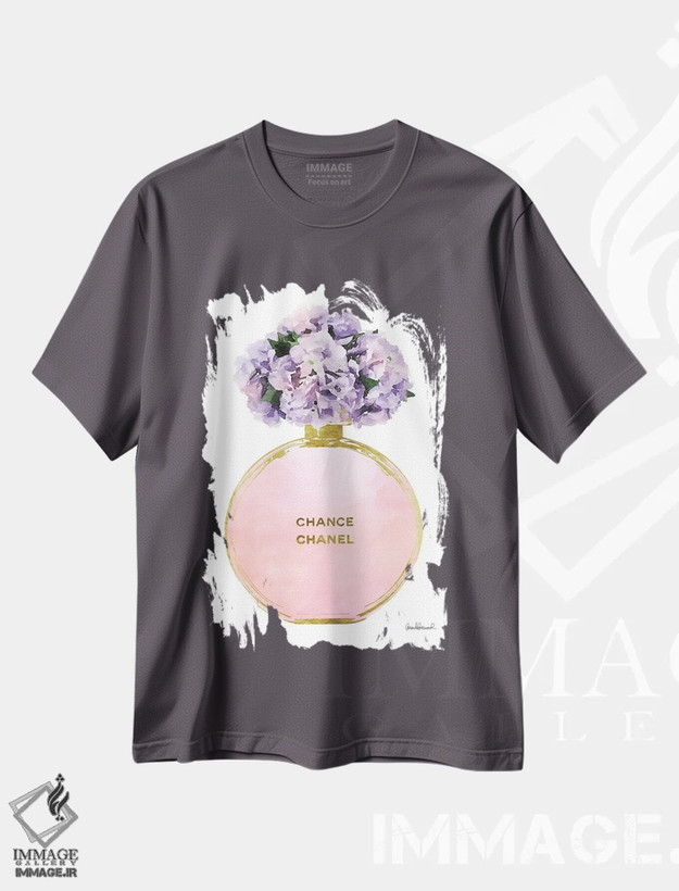 تیشرت طوسی طرح دار Pink, Purple, & Pink Hydrangea,عطر جامد گرد در طلایی، صورتی، بنفش و گل ادریسی صورتی اثر آماندا گرینوود