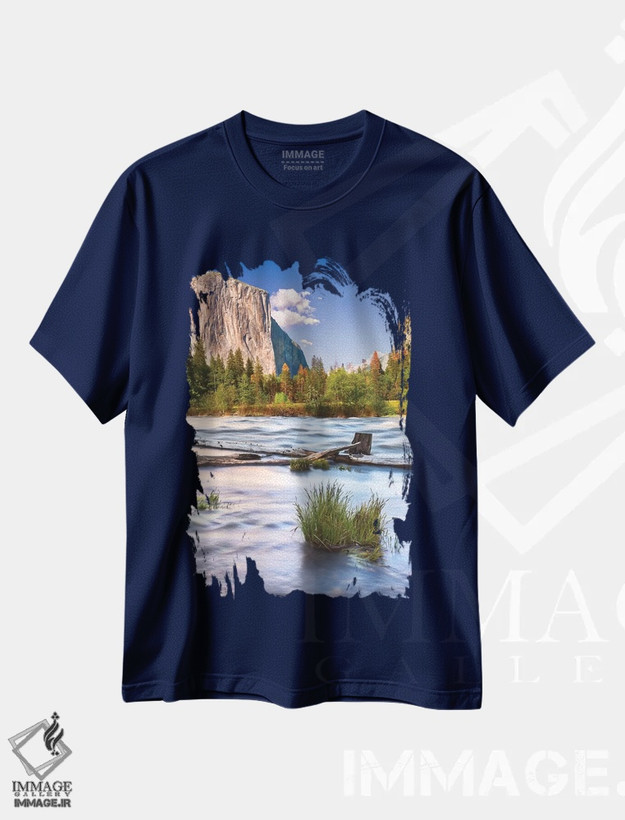 تیشرت سرمه ای طرح دار California, Yosemite, Valley View,آمریکا، کالیفرنیا، یوسمیتی، منظره دره اثر جان فورد