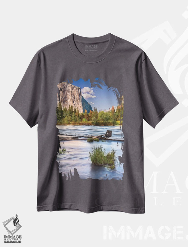 تیشرت طوسی طرح دار California, Yosemite, Valley View,آمریکا، کالیفرنیا، یوسمیتی، منظره دره اثر جان فورد