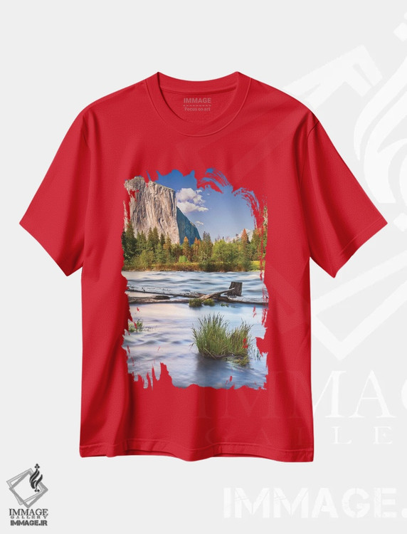 تیشرت قرمز طرح دار California, Yosemite, Valley View,آمریکا، کالیفرنیا، یوسمیتی، منظره دره اثر جان فورد
