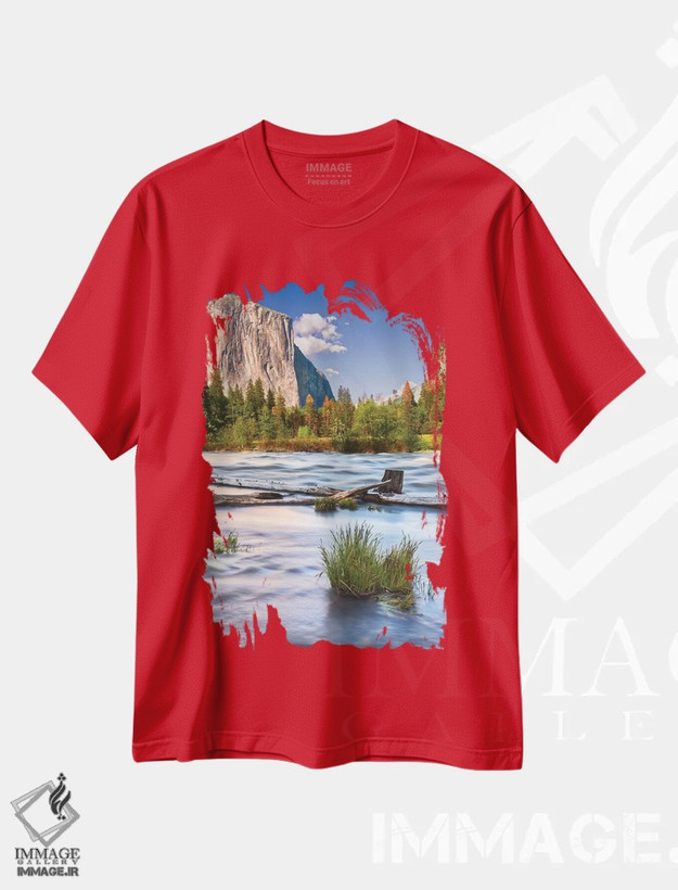 تیشرت قرمز طرح دار California, Yosemite, Valley View,آمریکا، کالیفرنیا، یوسمیتی، منظره دره اثر جان فورد