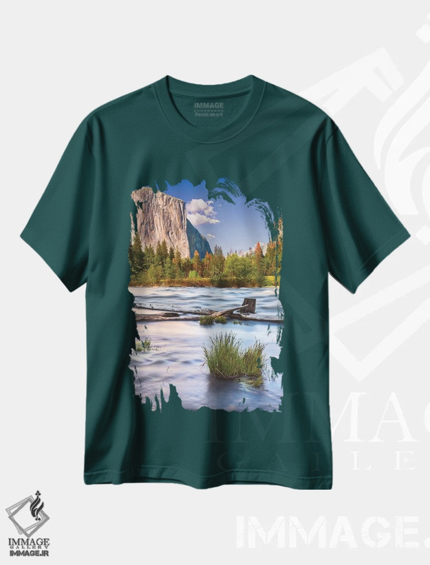 تیشرت سبز طرح دار California, Yosemite, Valley View,آمریکا، کالیفرنیا، یوسمیتی، منظره دره اثر جان فورد