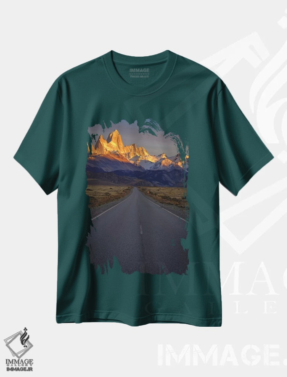 تیشرت سبز طرح دار Patagonia. Fitz Roy, Highway,آرژانتین، پاتاگونیا، فیتز روی، بزرگراه اثر جورج تئودور