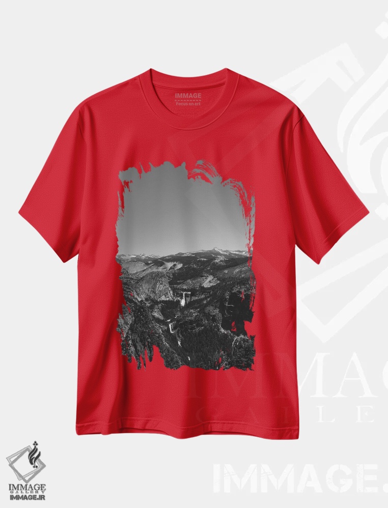 تیشرت قرمز طرح دار Yosemite National Park III,نقطه گلیشر - پارک ملی یوسیمیتی سوم اثر بثانی یانگ