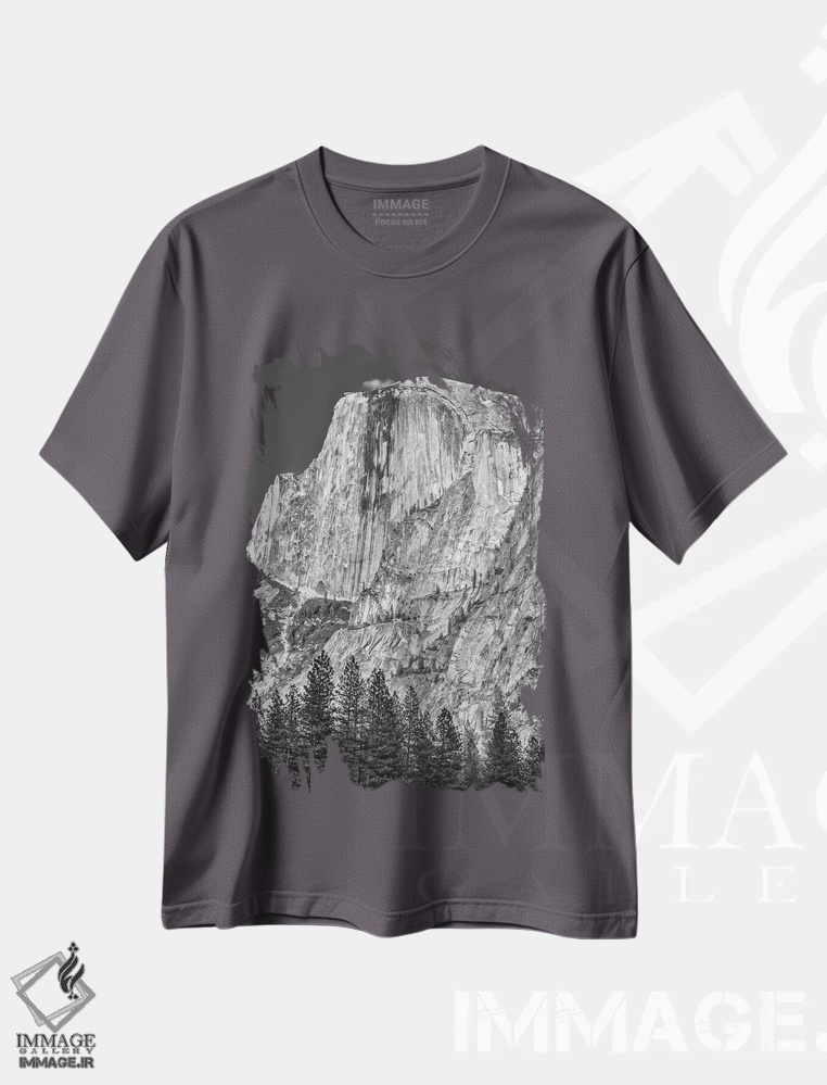 تیشرت طوسی طرح دار California, Yosemite, Half Dome,آمریکا، کالیفرنیا، یوسمیتی، هاف دوم اثر جان فورد