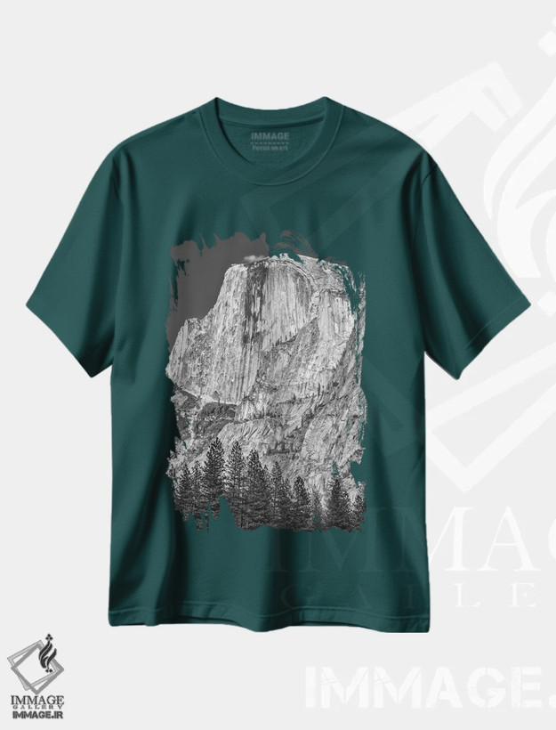 تیشرت سبز طرح دار California, Yosemite, Half Dome,آمریکا، کالیفرنیا، یوسمیتی، هاف دوم اثر جان فورد