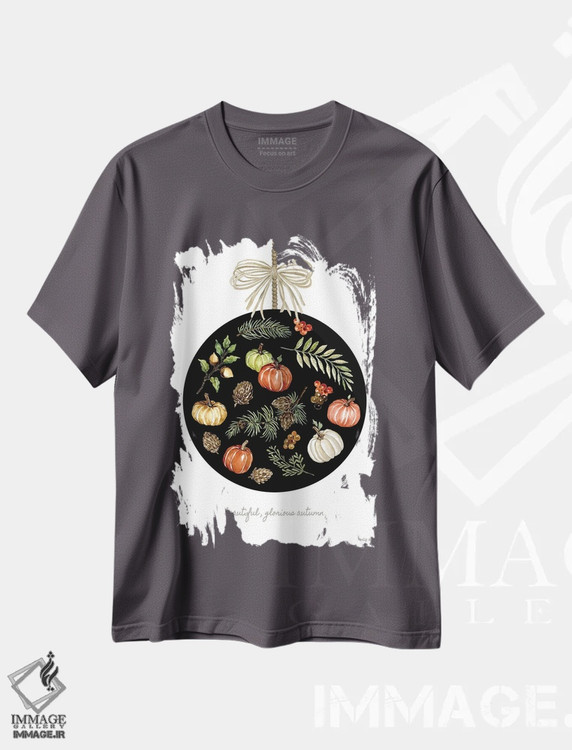 تیشرت طوسی طرح دار Glorious Autumn Ornament,تزئین پاییز زیبا و باشکوه اثر سیندی جیکوبز