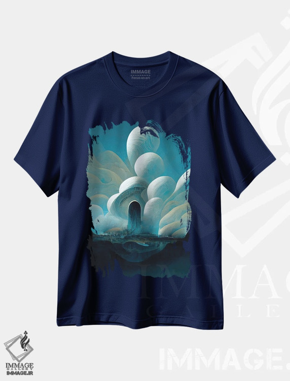 تیشرت سرمه ای طرح دار دنیای توهم اثر کنوود هوه