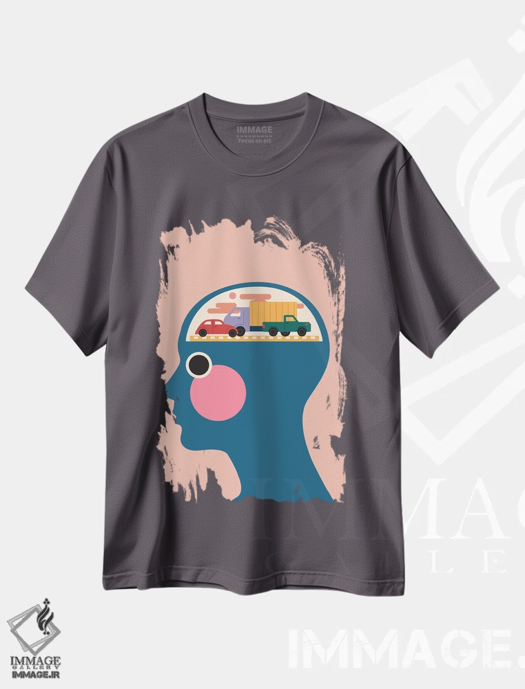تیشرت طوسی طرح دار ترافیک مغزی اثر کارمن جابیر