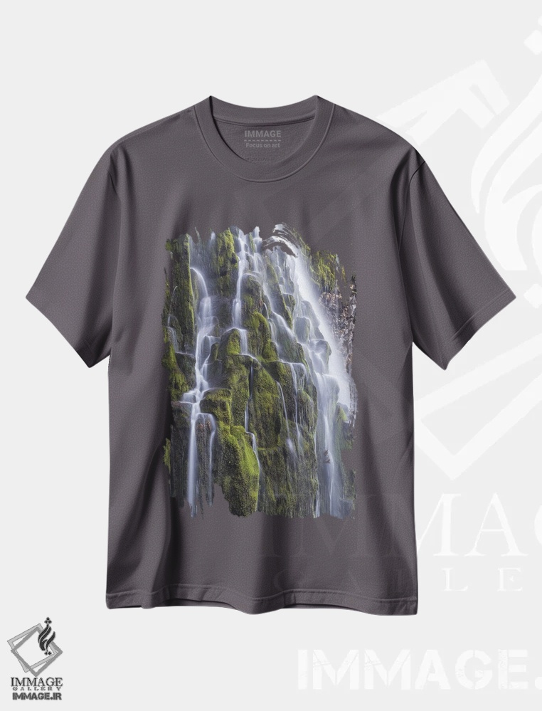 تیشرت طوسی طرح دار Oregon, Three Sisters Wilderness Area. Lower Proxy Falls.,آمریکا، اورگن، منطقه حفاظت شده Three Sisters، آبشار پایینی پرکسی اثر گرگ وینستون