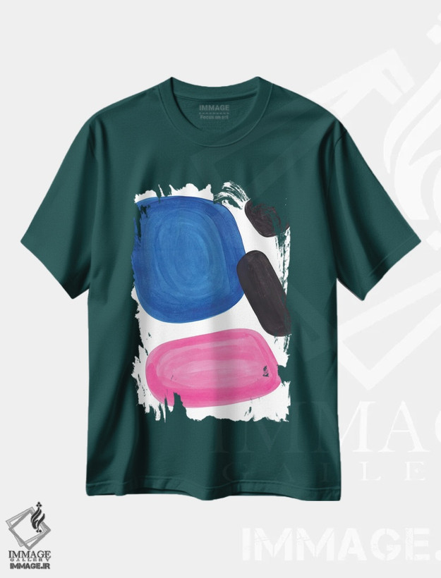 تیشرت سبز طرح دار آبی ارغوانی اثر ان شیپ