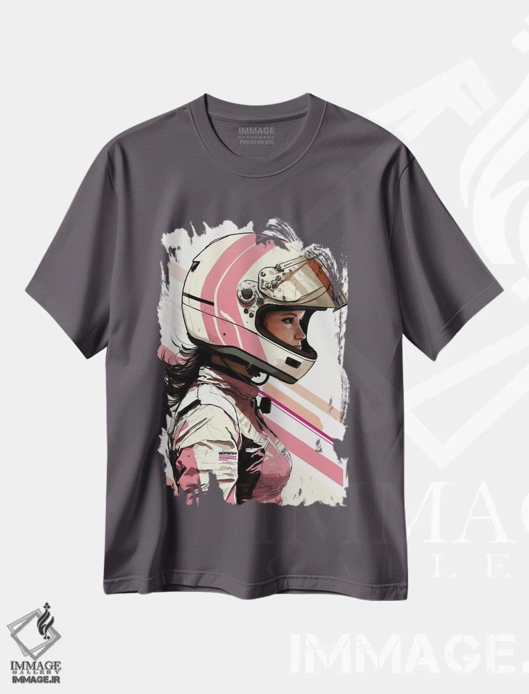 تیشرت طوسی طرح دار دختر مسابقه ای اثر دورو آرت