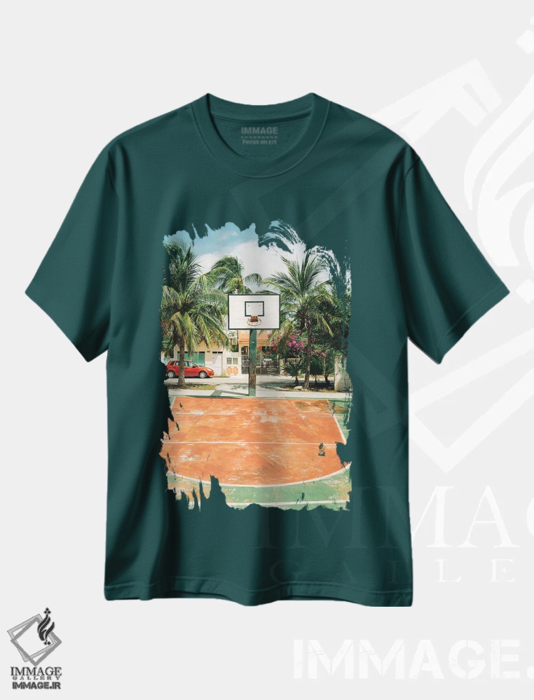 تیشرت سبز طرح دار Isla Mujeres I,بسکتبال، ایسلا موخرس I اثر جان بیلوس