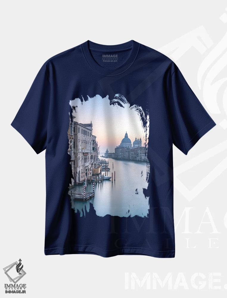 تیشرت سرمه ای طرح دار Venice, Italy,کانال بزرگ، ونیز، ایتالیا اثر یان بکه