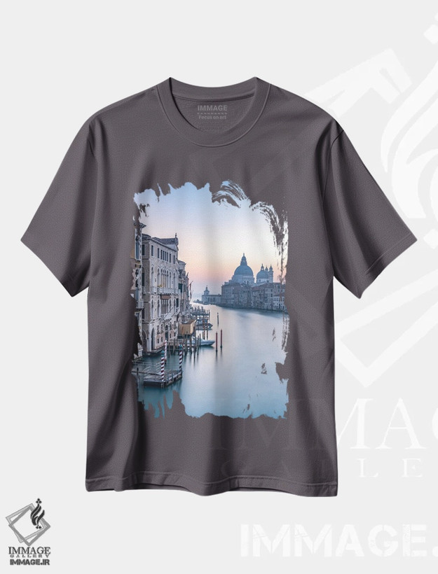 تیشرت طوسی طرح دار Venice, Italy,کانال بزرگ، ونیز، ایتالیا اثر یان بکه