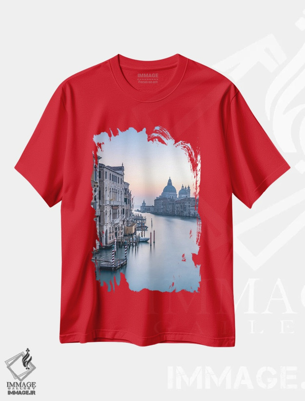 تیشرت قرمز طرح دار Venice, Italy,کانال بزرگ، ونیز، ایتالیا اثر یان بکه