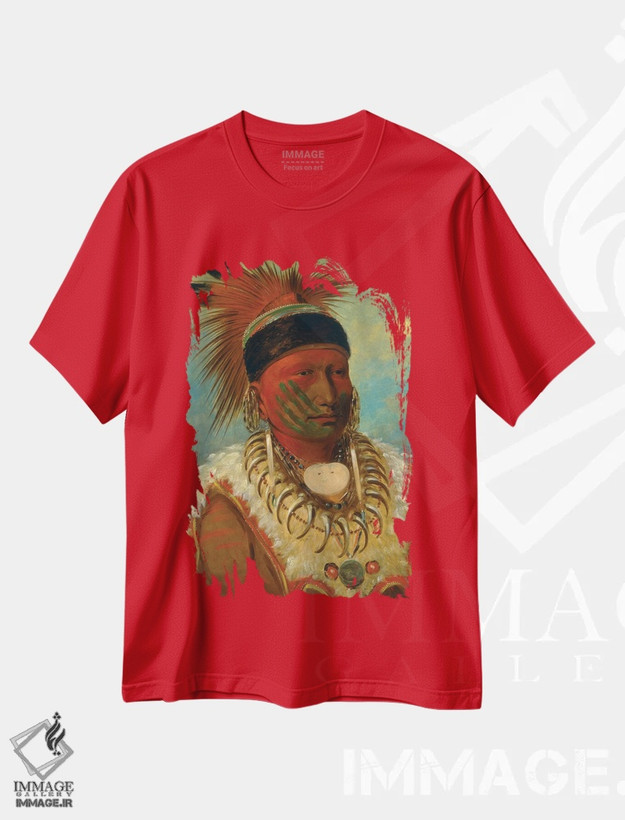 تیشرت قرمز طرح دار Head Chief Of The Iowas, 1844-45,ابر سفید، رئیس اعظم قبیله ایوا، ۱۸۴۴-۴۵ اثر جورج کت لین