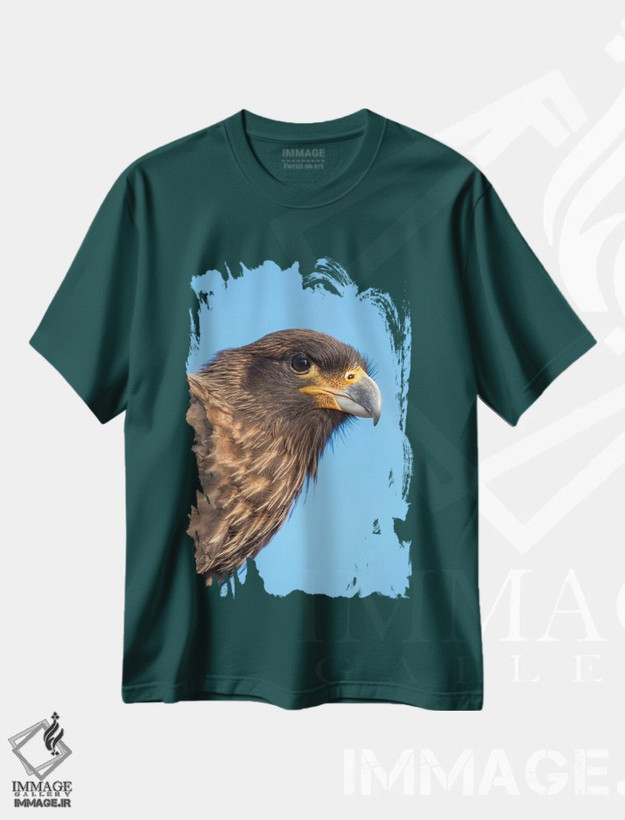 تیشرت سبز طرح اسپرت ,Protected, Endemic To The Falkland Islands.,کاراکارا خط دار یا جانی رووک بالغ با پوست زرد معمول در چهره، حفاظت شده و بومی جزایر فالکلند اثر مارتین زویک