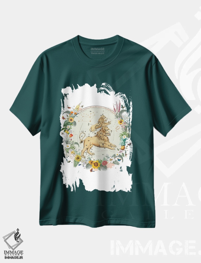تیشرت سبز طرح دار فال برج اسد اثر ناتالی رایان