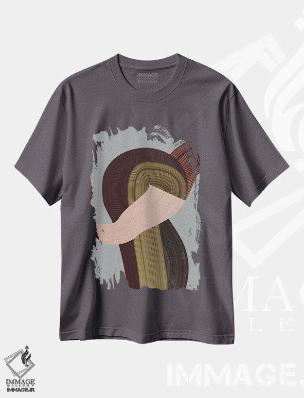 تیشرت طوسی طرح دار الیاف اثر دیزاین فابریکن