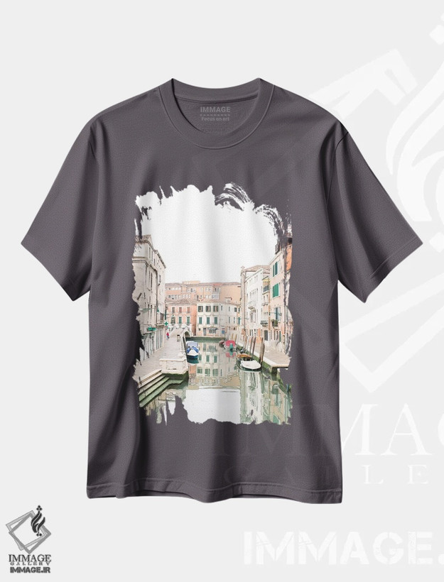 تیشرت طوسی طرح دار Venice, Italy,کانال ونیز شماره ونیز، ایتالیا اثر لاولی لیتل هوم کو