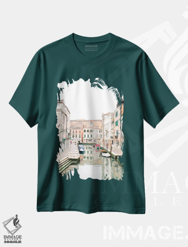 تیشرت سبز طرح دار Venice, Italy,کانال ونیز شماره ونیز، ایتالیا اثر لاولی لیتل هوم کو