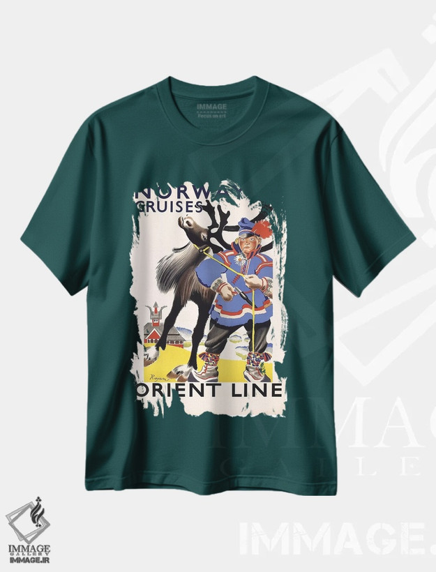 تیشرت سبز طرح دار Orient Line,کروزهای نروژ، شرکت اورینت لاین اثر هنرمند ناشناس
