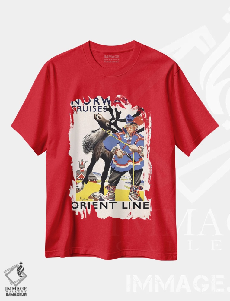 تیشرت قرمز طرح دار Orient Line,کروزهای نروژ، شرکت اورینت لاین اثر هنرمند ناشناس