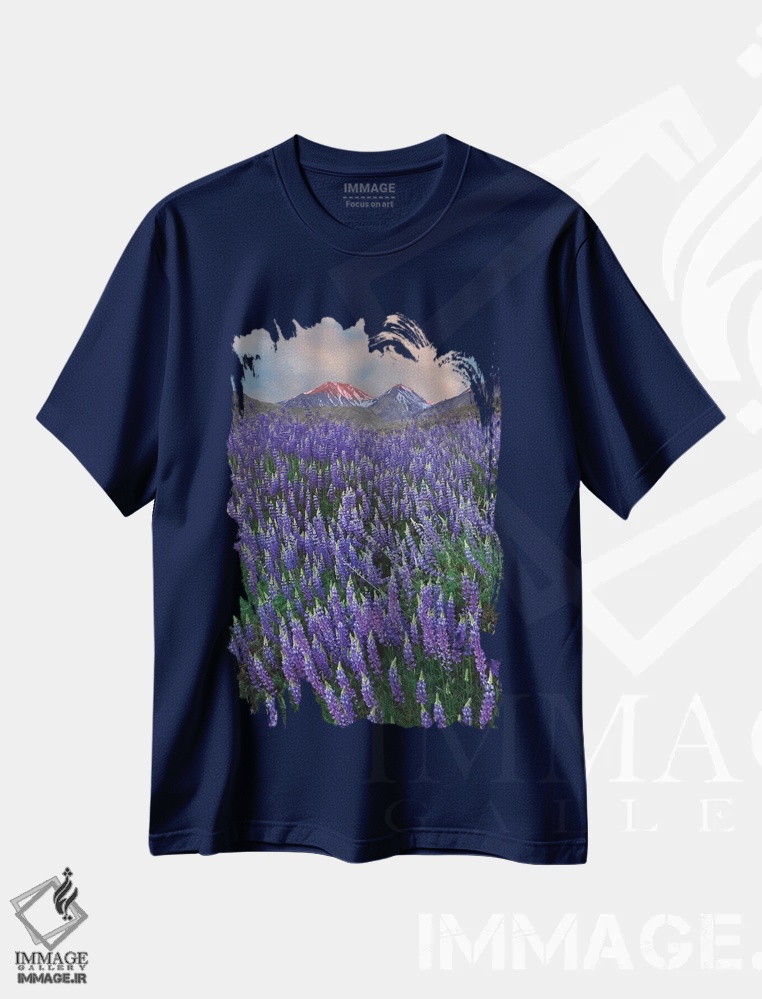 تیشرت سرمه ای طرح دار California, Sierra Nevada Range. Blooming Inyo bush lupine flowers,شکوفایی گل های لوپین اینیو اثر جینز گالری