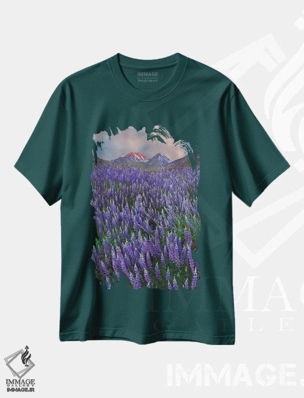 تیشرت سبز طرح دار California, Sierra Nevada Range. Blooming Inyo bush lupine flowers,شکوفایی گل های لوپین اینیو اثر جینز گالری