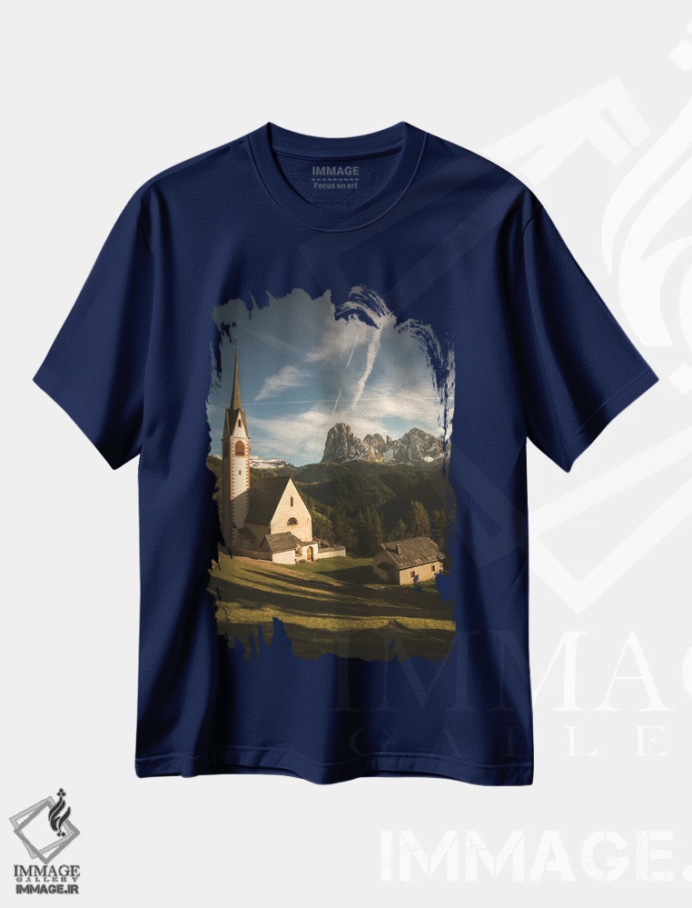 تیشرت سرمه ای طرح دار کلیسای سن جیاکومو اثر انزو رومانو
