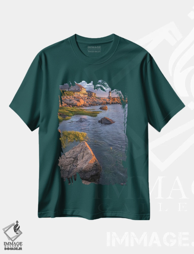 تیشرت سبز طرح دار Gloucester, Massachusetts, USA,فانوس دریایی آنیسکوام گلاستر، ماساچوست، آمریکا اثر لیزا اس. انگلبریخت