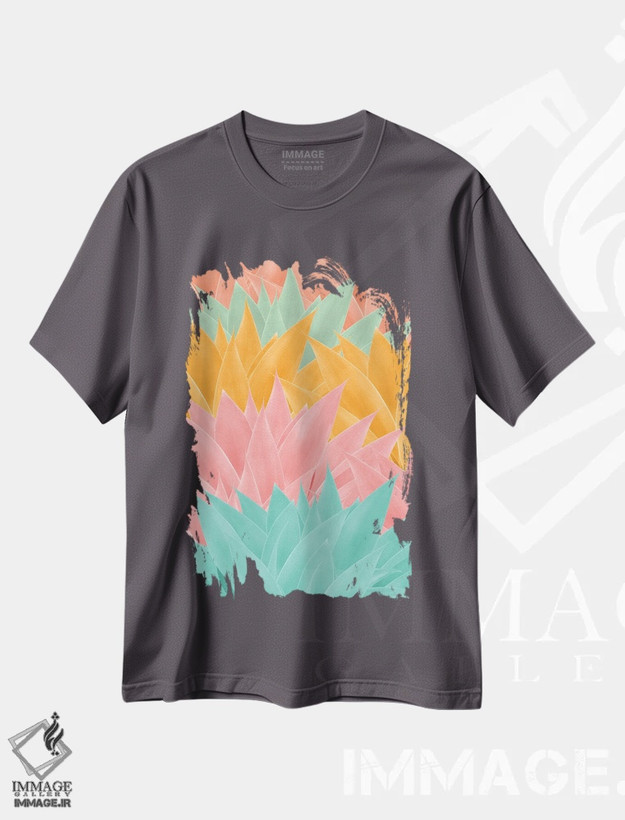 تیشرت طوسی طرح دار رویای تابستانی آگاو I اثر هنر آنیتا و بلا