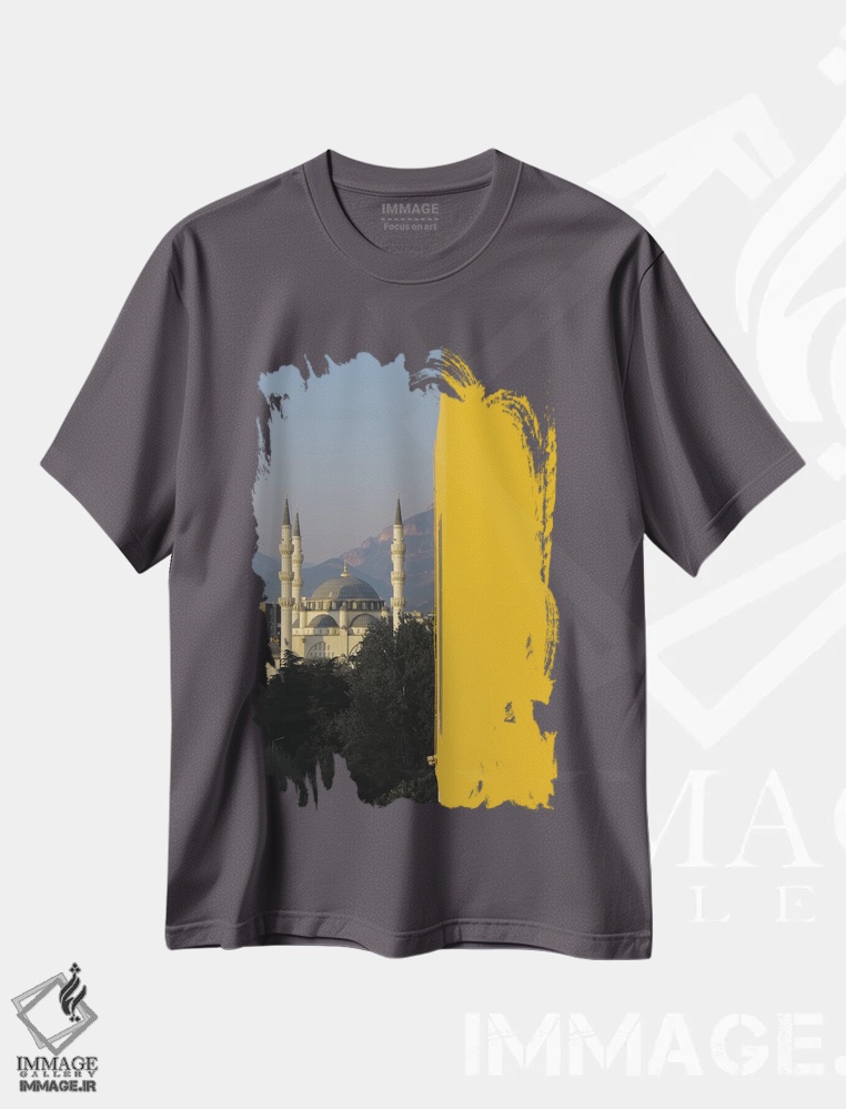 تیشرت طوسی طرح دار مسجد اثر گیلیارد برسسان